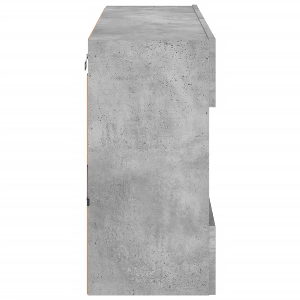 Móvel parede p/ TV c/ luzes LED cinza cimento