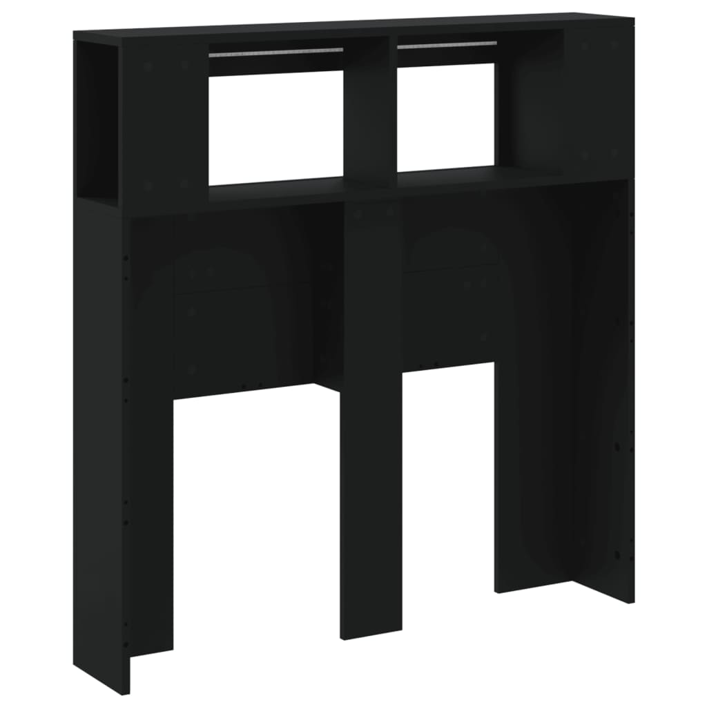 Cabeceira cama c/ LEDs 100x18,5x103,5 cm deriv. madeira preto