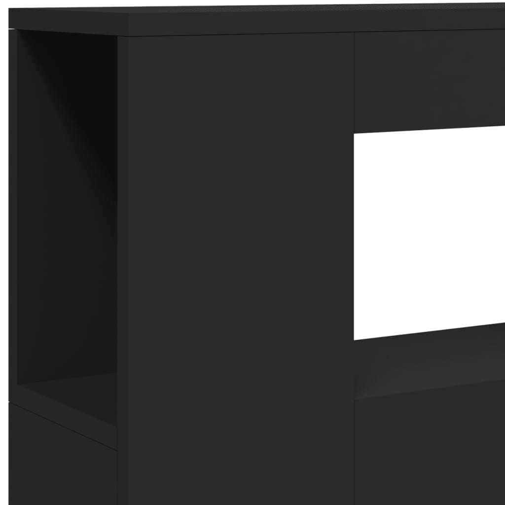 Cabeceira cama c/ LEDs 100x18,5x103,5 cm deriv. madeira preto
