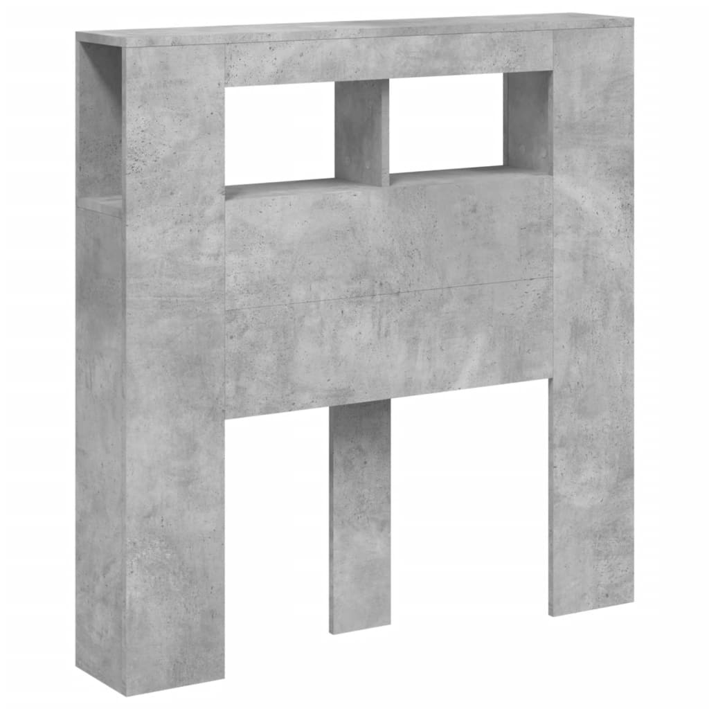 Cabeceira c/ LEDs 100x18,5x103,5 cm cinzento-cimento