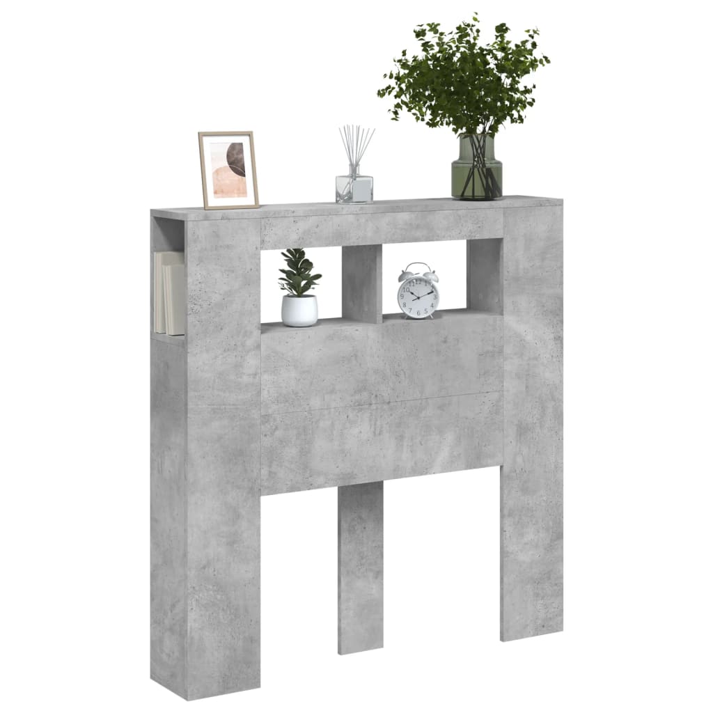Cabeceira c/ LEDs 100x18,5x103,5 cm cinzento-cimento