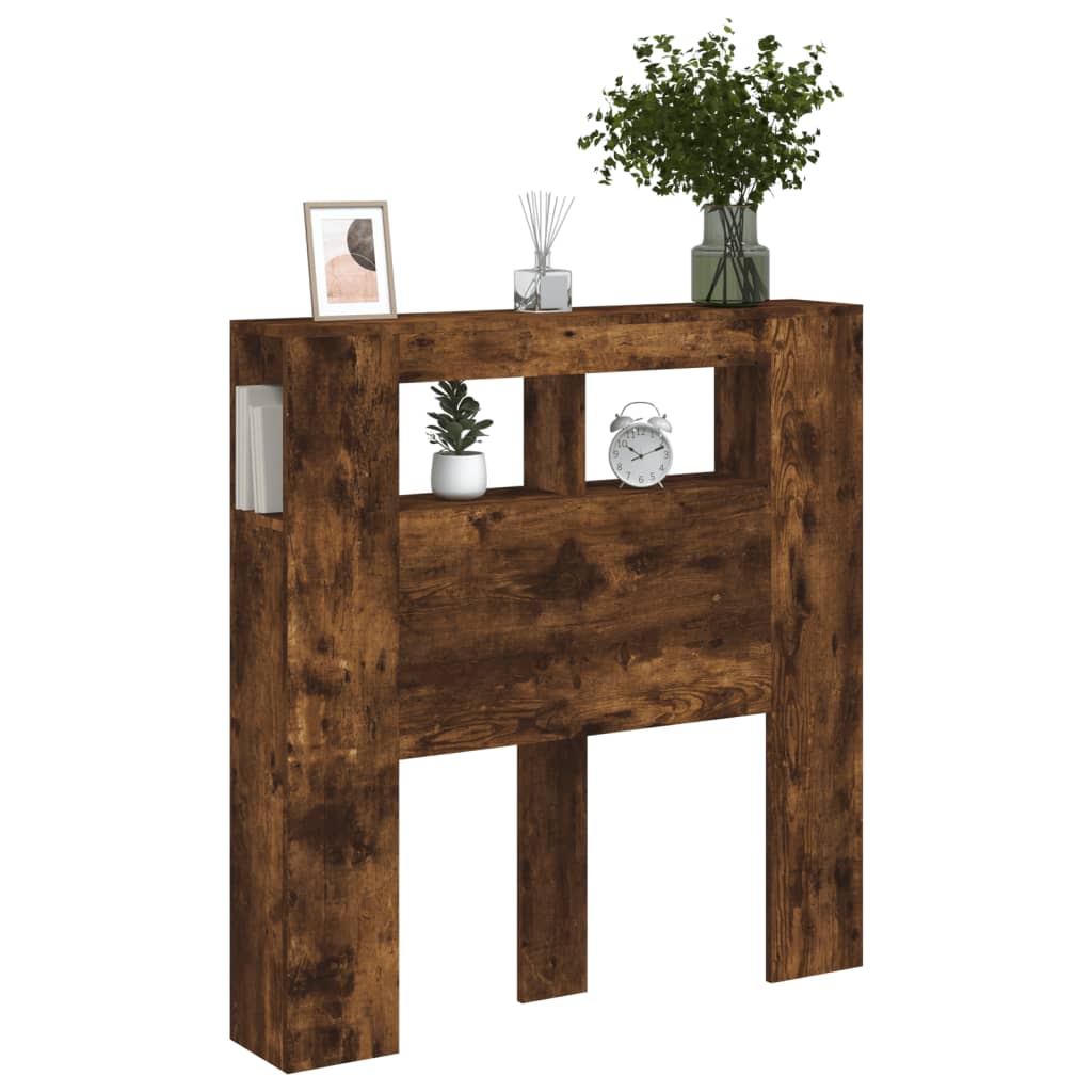Cabeceira c/ LEDs 100x18,5x103,5 cm carvalho fumado