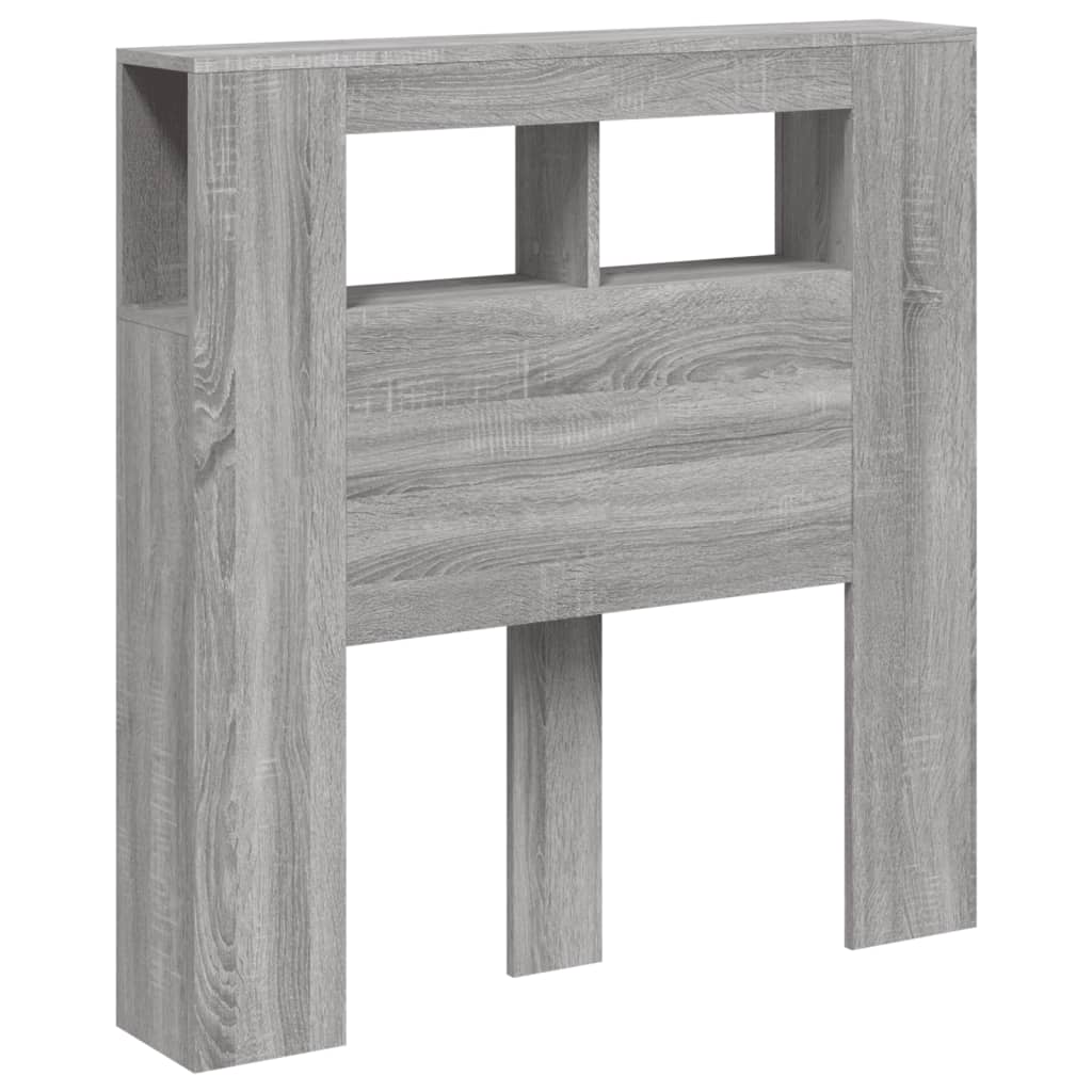 Cabeceira c/ LEDs 100x18,5x103,5 cm sonoma cinzento