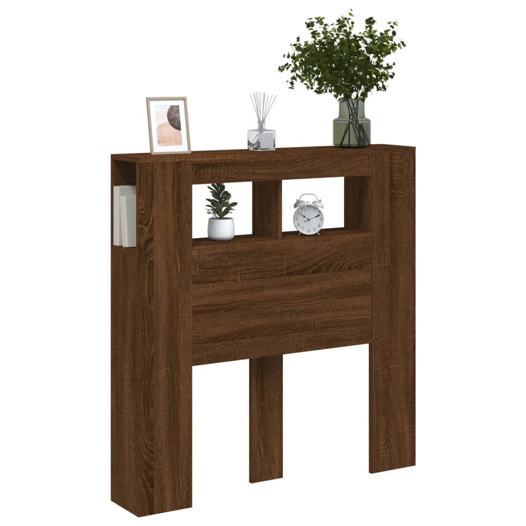 Cabeceira c/ LEDs 100x18,5x103,5 cm carvalho castanho