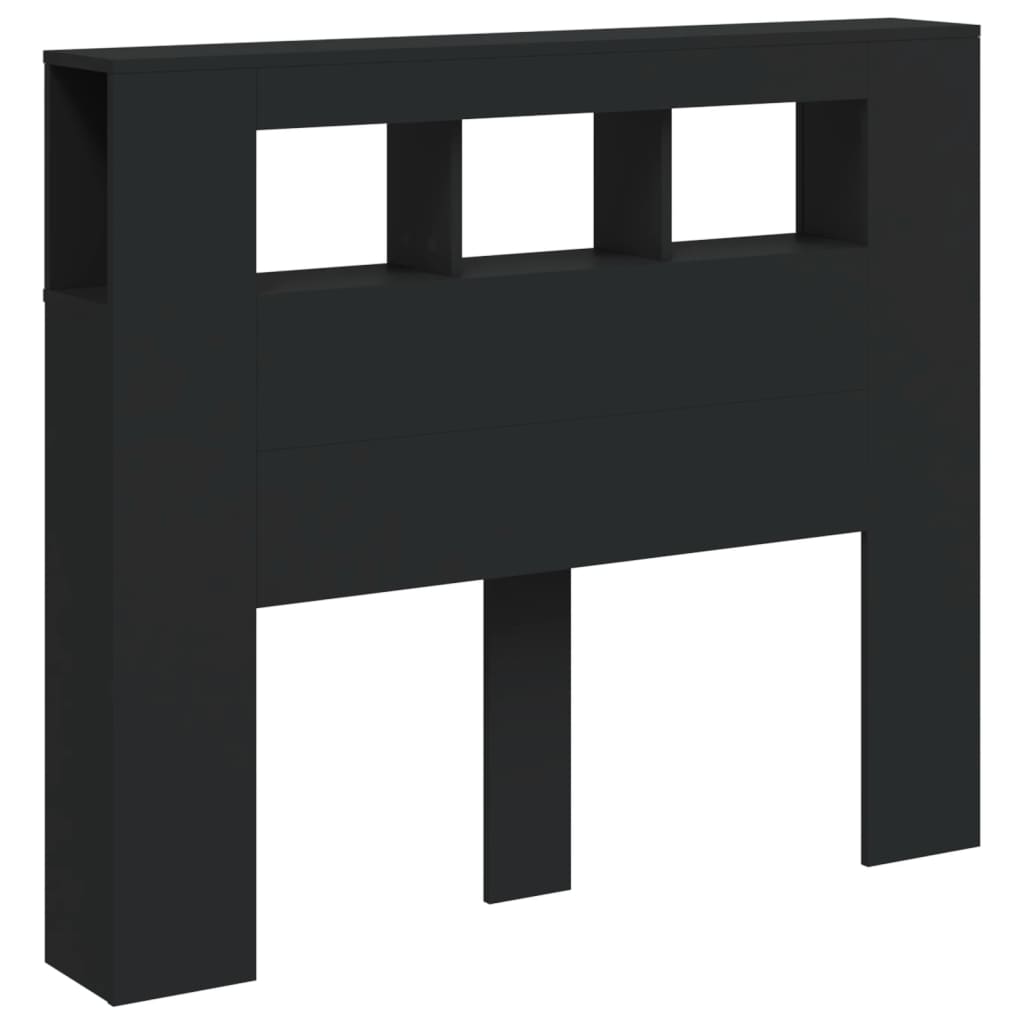 Cabeceira cama c/ LEDs 120x18,5x103,5 cm deriv. madeira preto