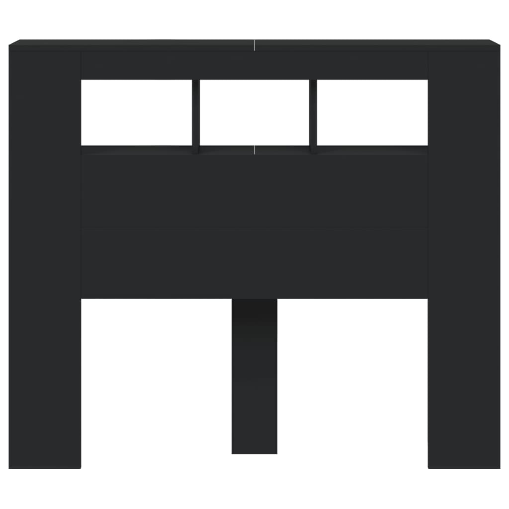 Cabeceira cama c/ LEDs 120x18,5x103,5 cm deriv. madeira preto
