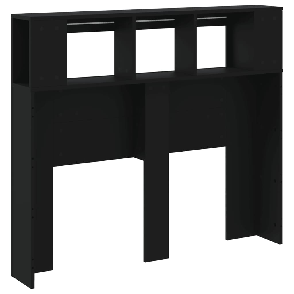 Cabeceira cama c/ LEDs 120x18,5x103,5 cm deriv. madeira preto