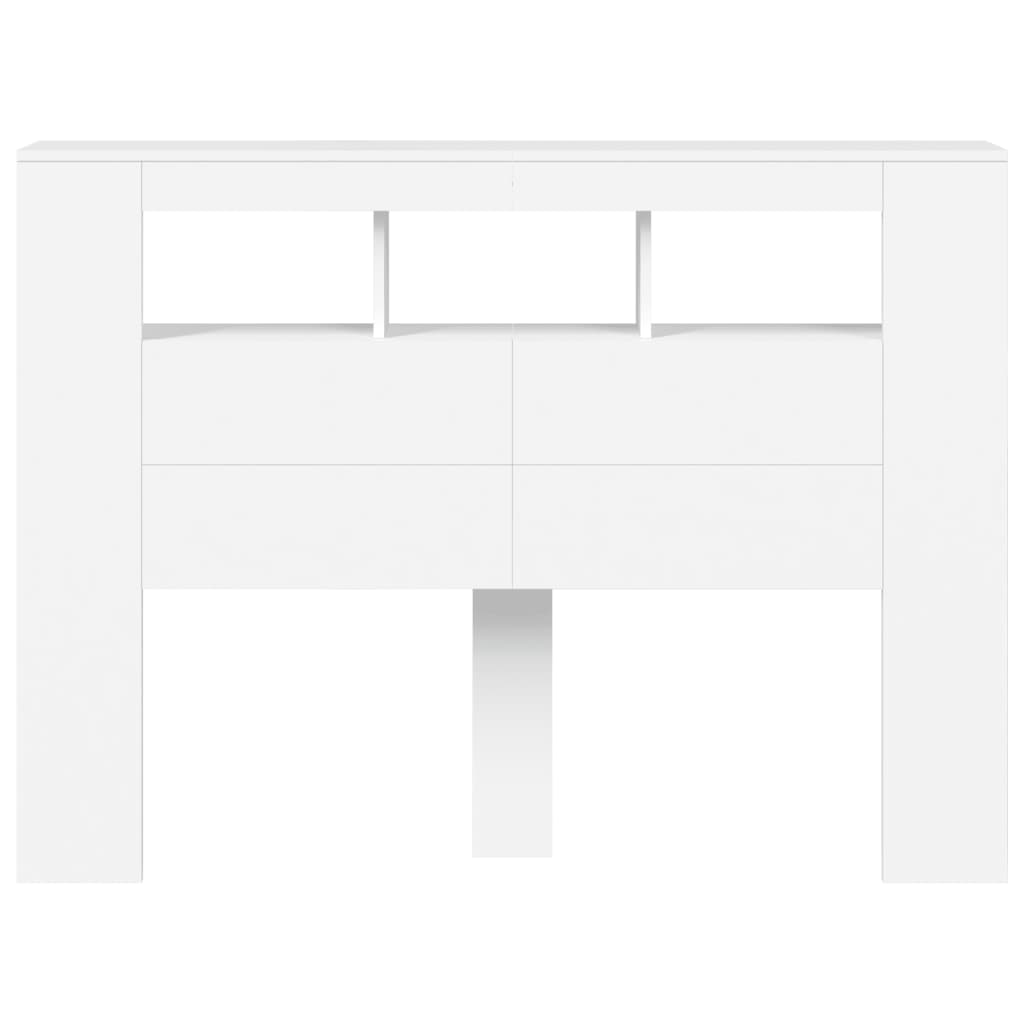 Cabeceira cama c/ LEDs 140x18,5x103,5 cm deriv. madeira branco