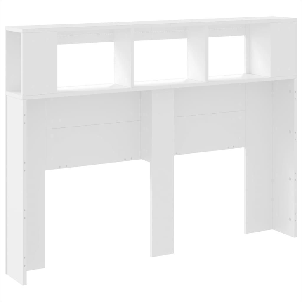 Cabeceira cama c/ LEDs 140x18,5x103,5 cm deriv. madeira branco