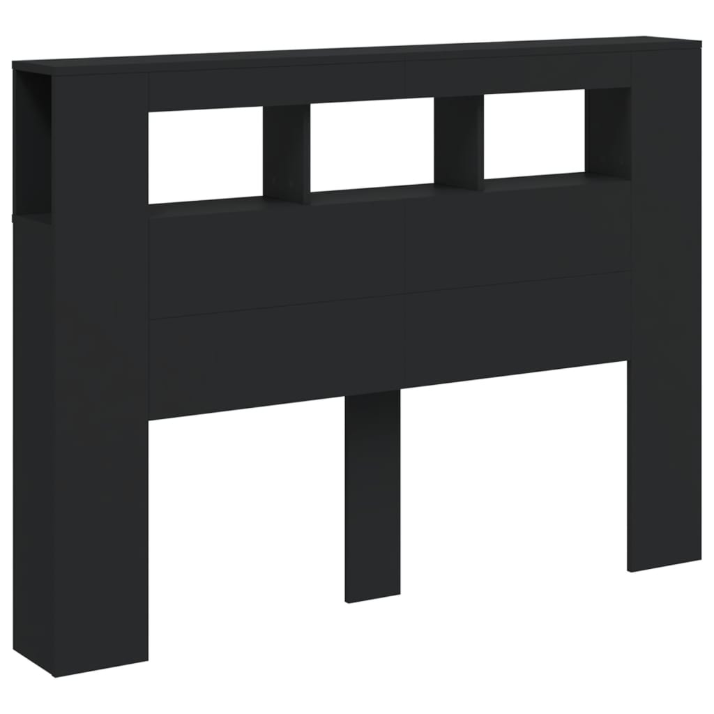 Cabeceira cama c/ LEDs 140x18,5x103,5 cm deriv. madeira preto