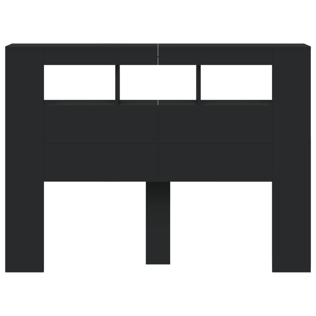 Cabeceira cama c/ LEDs 140x18,5x103,5 cm deriv. madeira preto