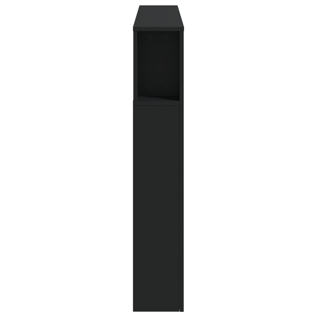 Cabeceira cama c/ LEDs 140x18,5x103,5 cm deriv. madeira preto
