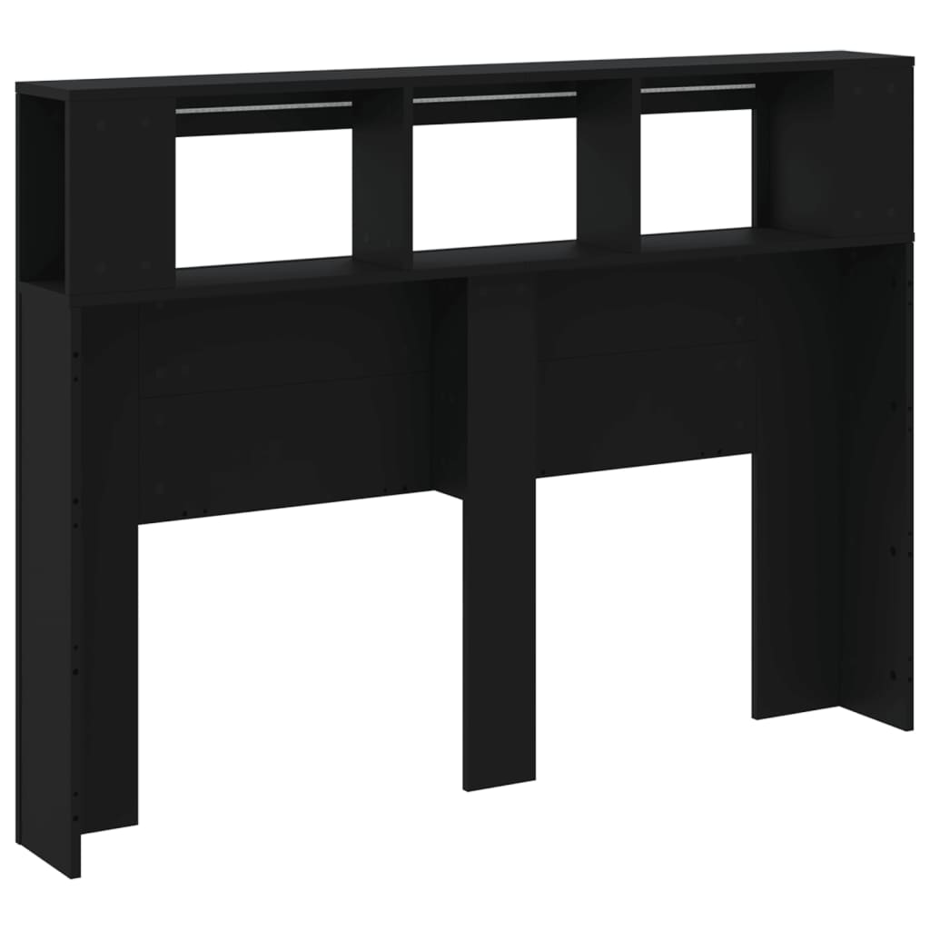 Cabeceira cama c/ LEDs 140x18,5x103,5 cm deriv. madeira preto