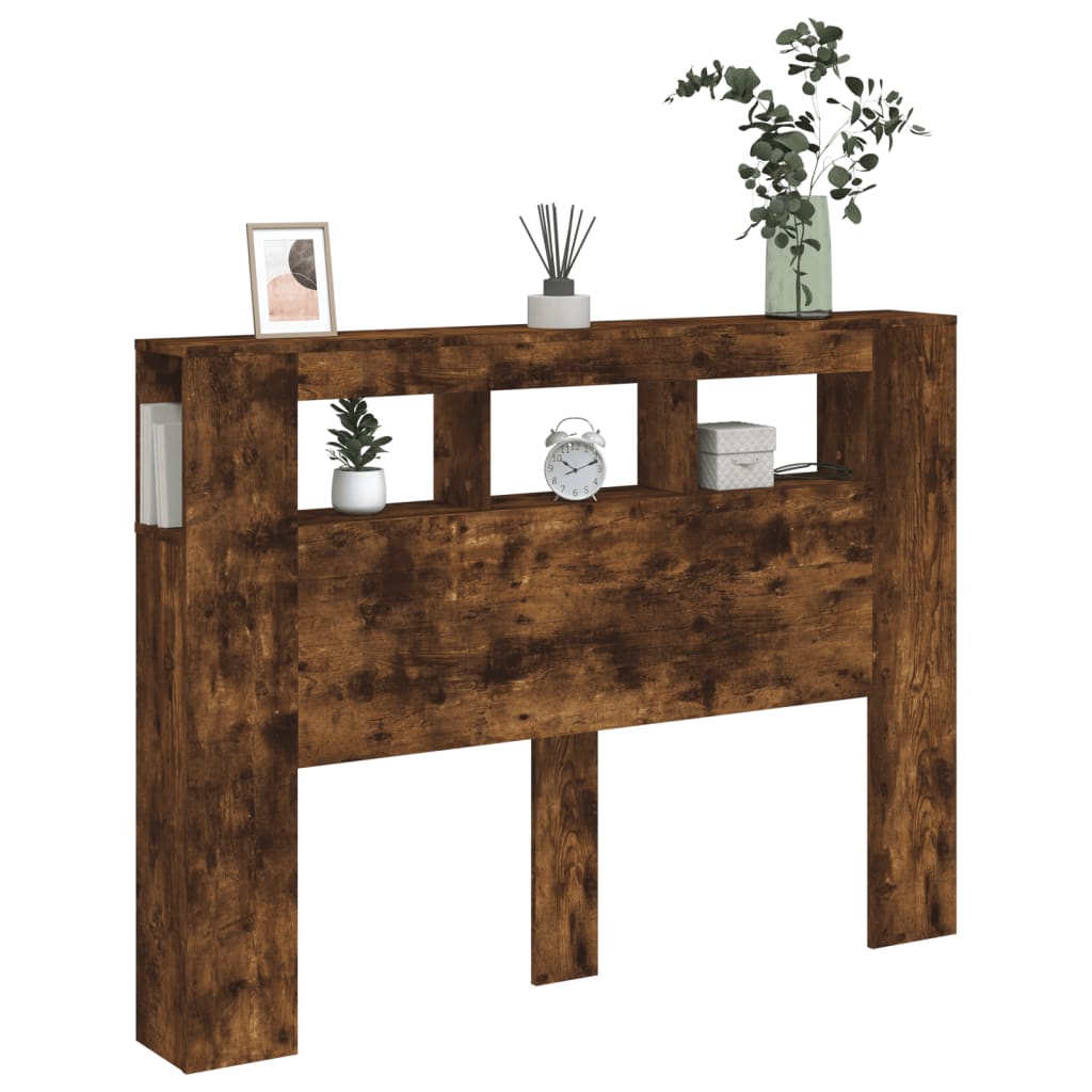 Cabeceira c/ LEDs 140x18,5x103,5 cm carvalho fumado
