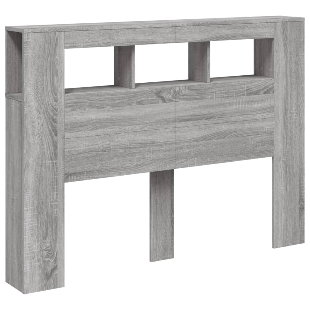 Cabeceira c/ LEDs 140x18,5x103,5 cm sonoma cinzento