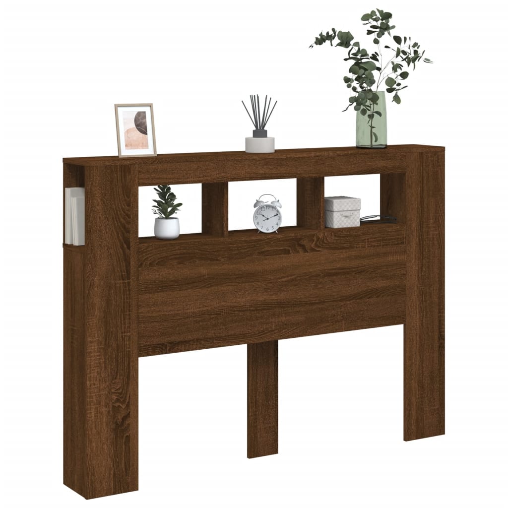 Cabeceira c/ LEDs 140x18,5x103,5 cm carvalho castanho
