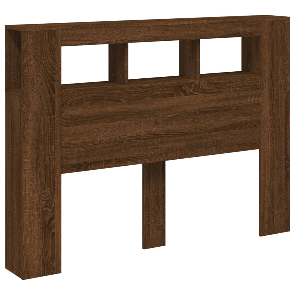 Cabeceira c/ LEDs 140x18,5x103,5 cm carvalho castanho