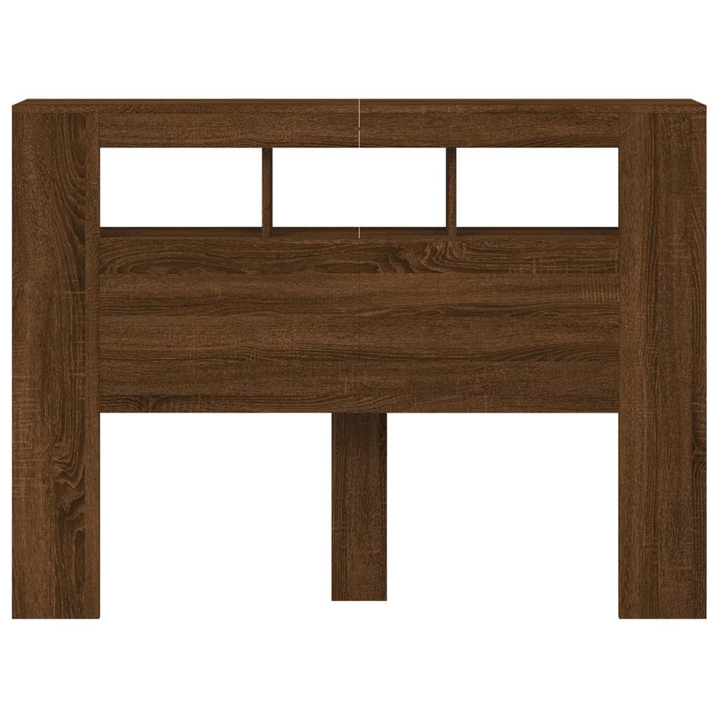 Cabeceira c/ LEDs 140x18,5x103,5 cm carvalho castanho