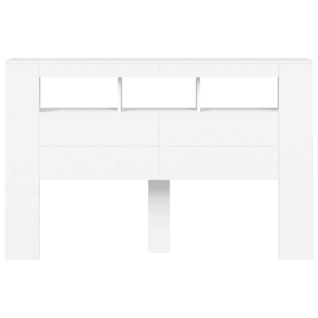 Cabeceira cama c/ LEDs 160x18,5x103,5 cm deriv. madeira branco