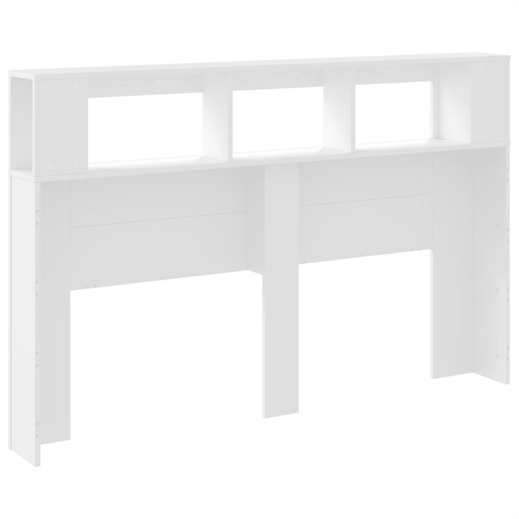 Cabeceira cama c/ LEDs 160x18,5x103,5 cm deriv. madeira branco