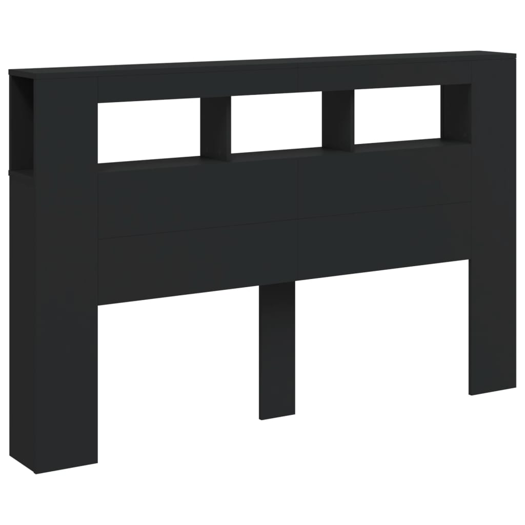 Cabeceira cama c/ LEDs 160x18,5x103,5 cm deriv. madeira preto