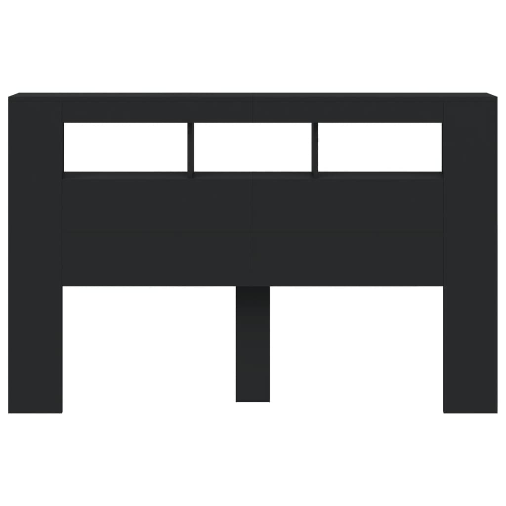 Cabeceira cama c/ LEDs 160x18,5x103,5 cm deriv. madeira preto