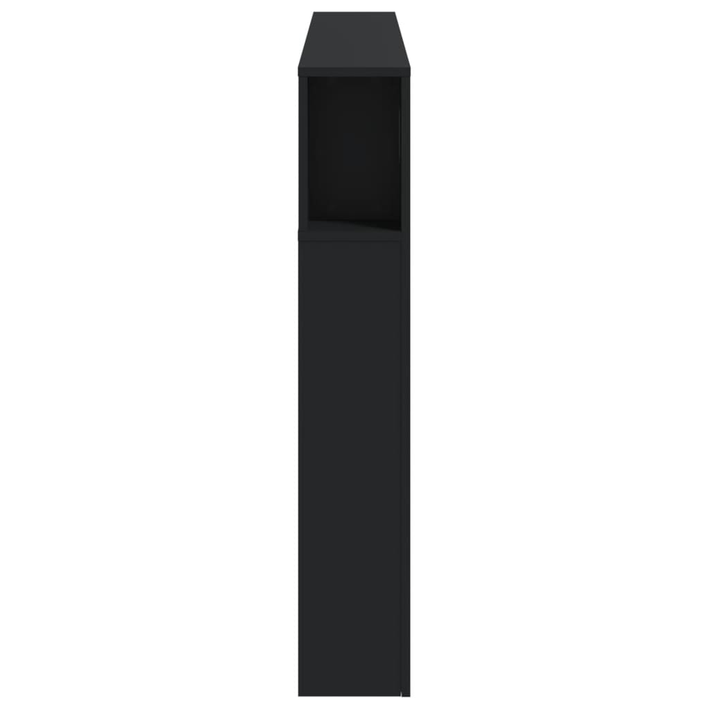 Cabeceira cama c/ LEDs 160x18,5x103,5 cm deriv. madeira preto
