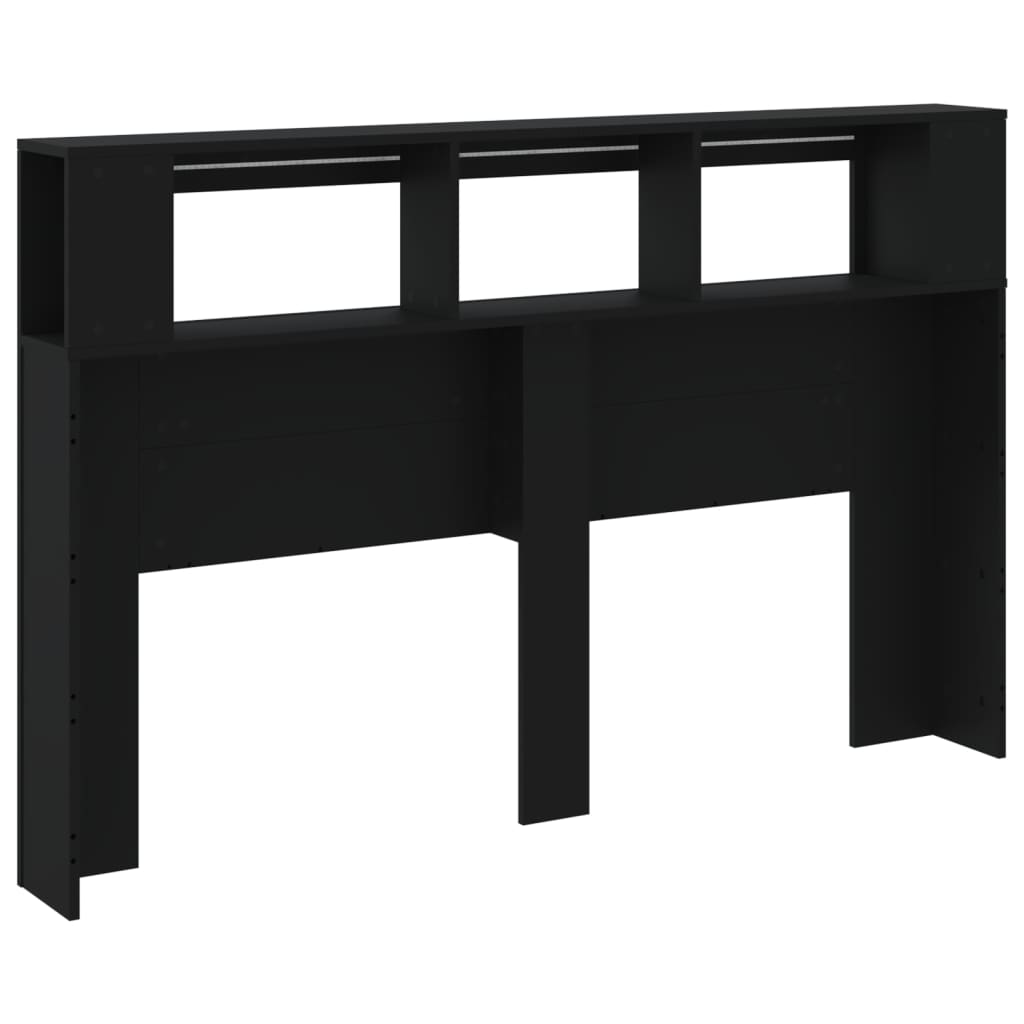 Cabeceira cama c/ LEDs 160x18,5x103,5 cm deriv. madeira preto