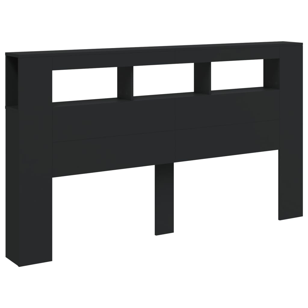 Cabeceira cama c/ LEDs 180x18,5x103,5 cm deriv. madeira preto