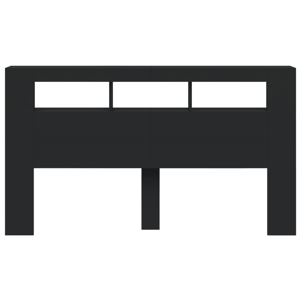 Cabeceira cama c/ LEDs 180x18,5x103,5 cm deriv. madeira preto