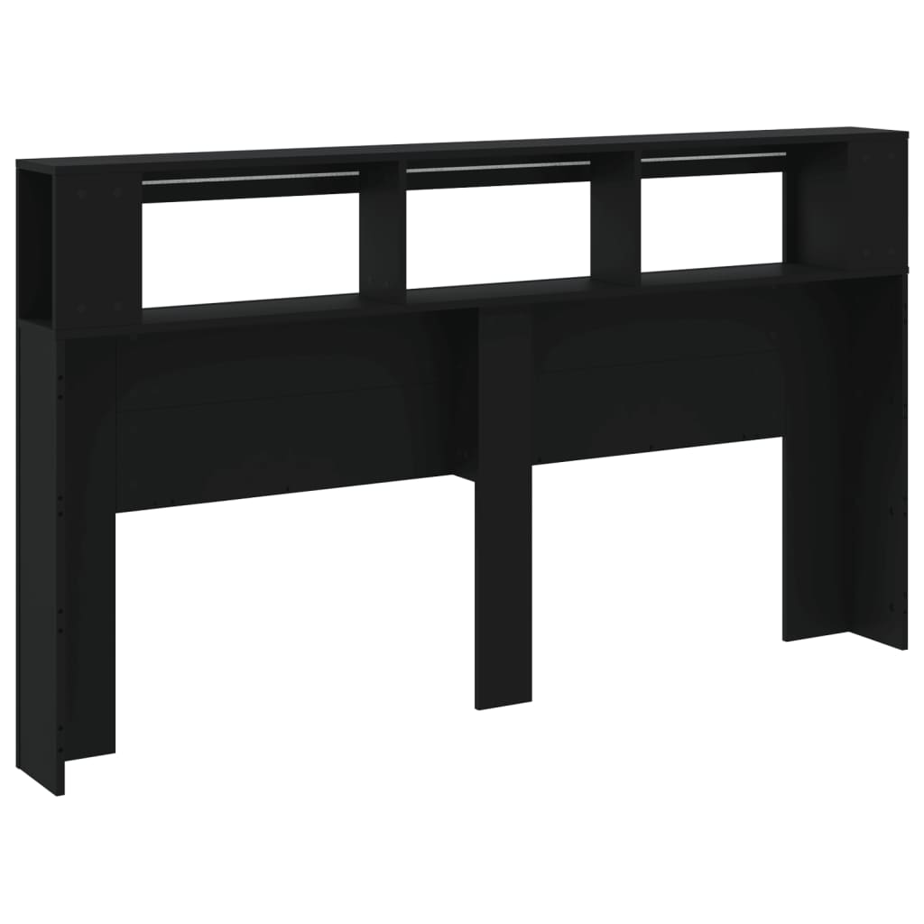 Cabeceira cama c/ LEDs 180x18,5x103,5 cm deriv. madeira preto