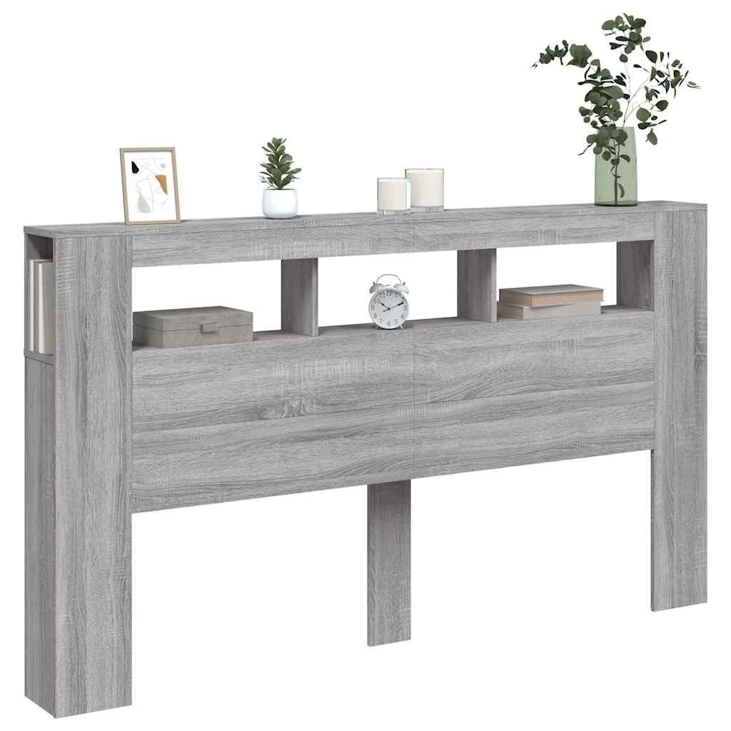 Cabeceira c/ LEDs 180x18,5x103,5 cm sonoma cinzento