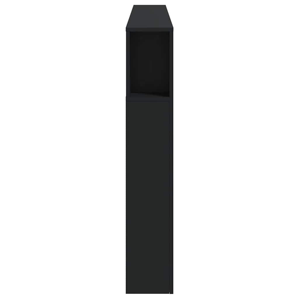 Cabeceira c/ LEDs 200x18,5x103,5 cm derivados de madeira preto
