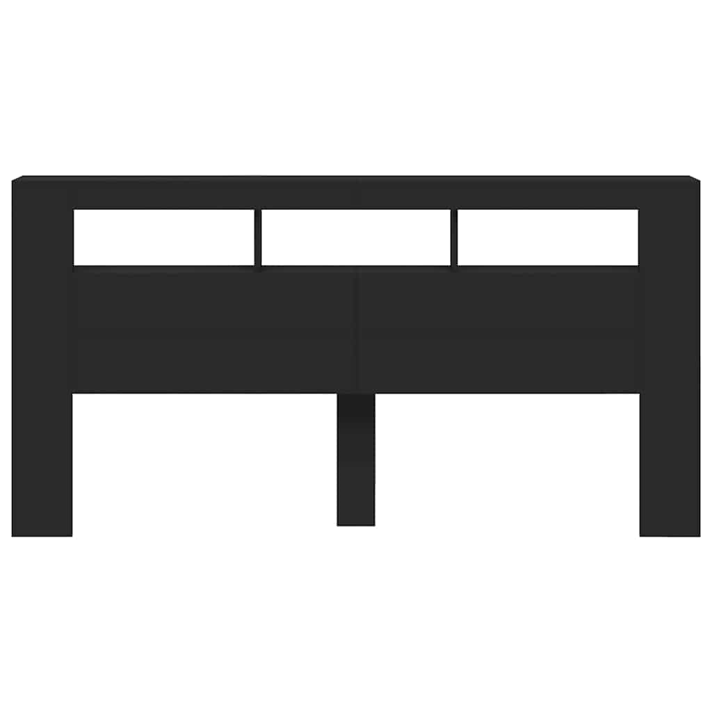 Cabeceira c/ LEDs 200x18,5x103,5 cm derivados de madeira preto