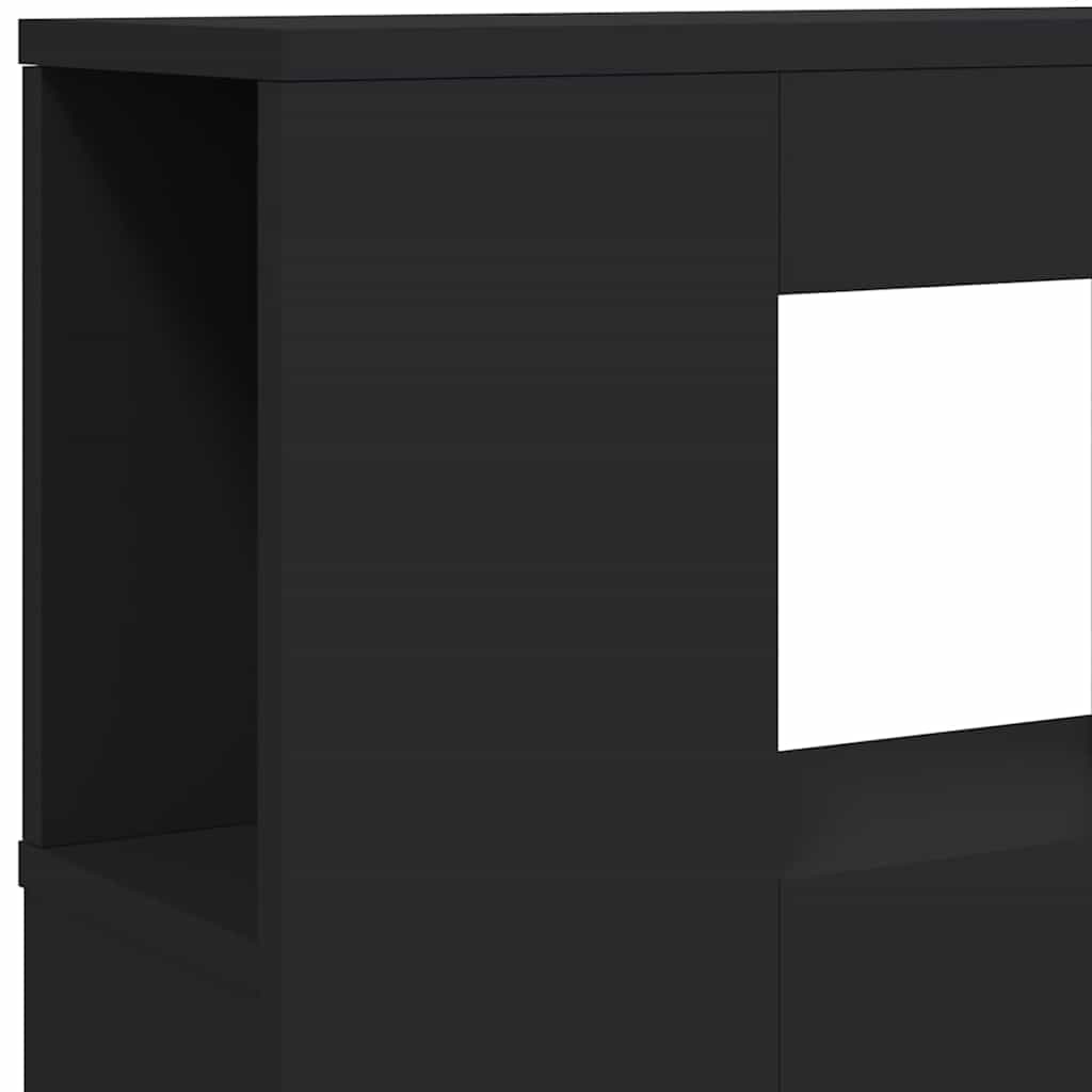 Cabeceira c/ LEDs 200x18,5x103,5 cm derivados de madeira preto