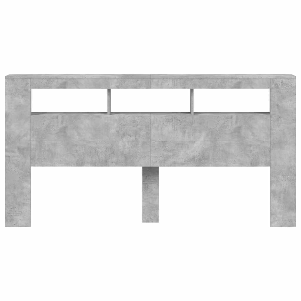 Cabeceira c/ LEDs 200x18,5x103,5cm deriv. madeira cinza cimento