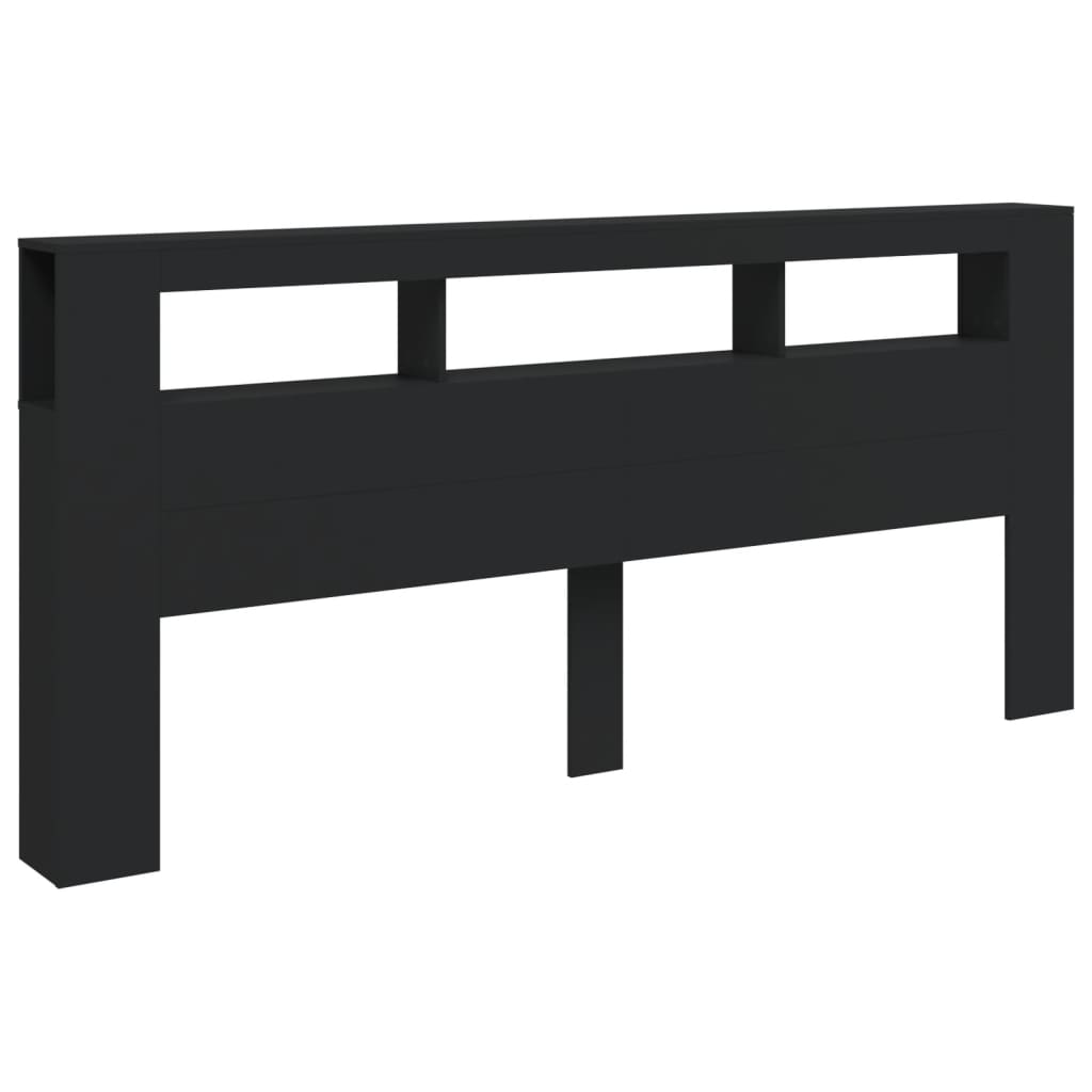 Cabeceira cama c/ LEDs 220x18,5x103,5 cm deriv. madeira preto