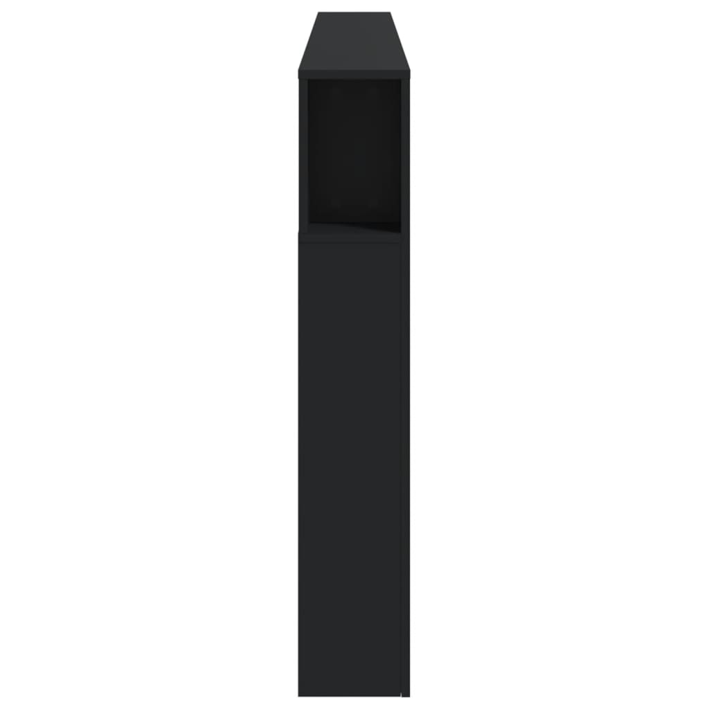 Cabeceira cama c/ LEDs 220x18,5x103,5 cm deriv. madeira preto