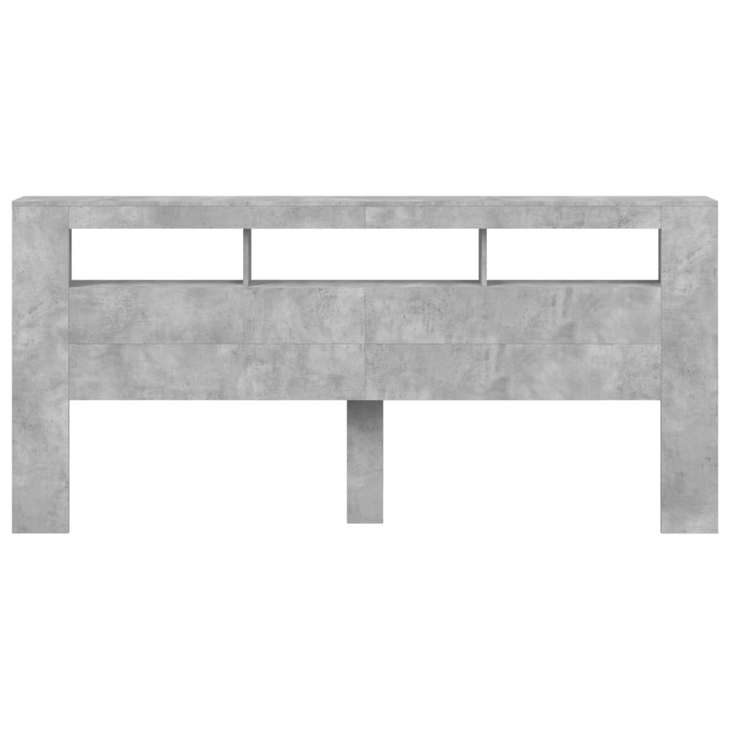Cabeceira c/ LEDs 220x18,5x103,5 cm cinzento-cimento