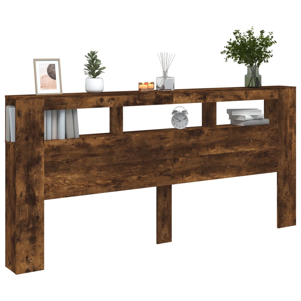 Cabeceira c/ LEDs 220x18,5x103,5 cm carvalho fumado