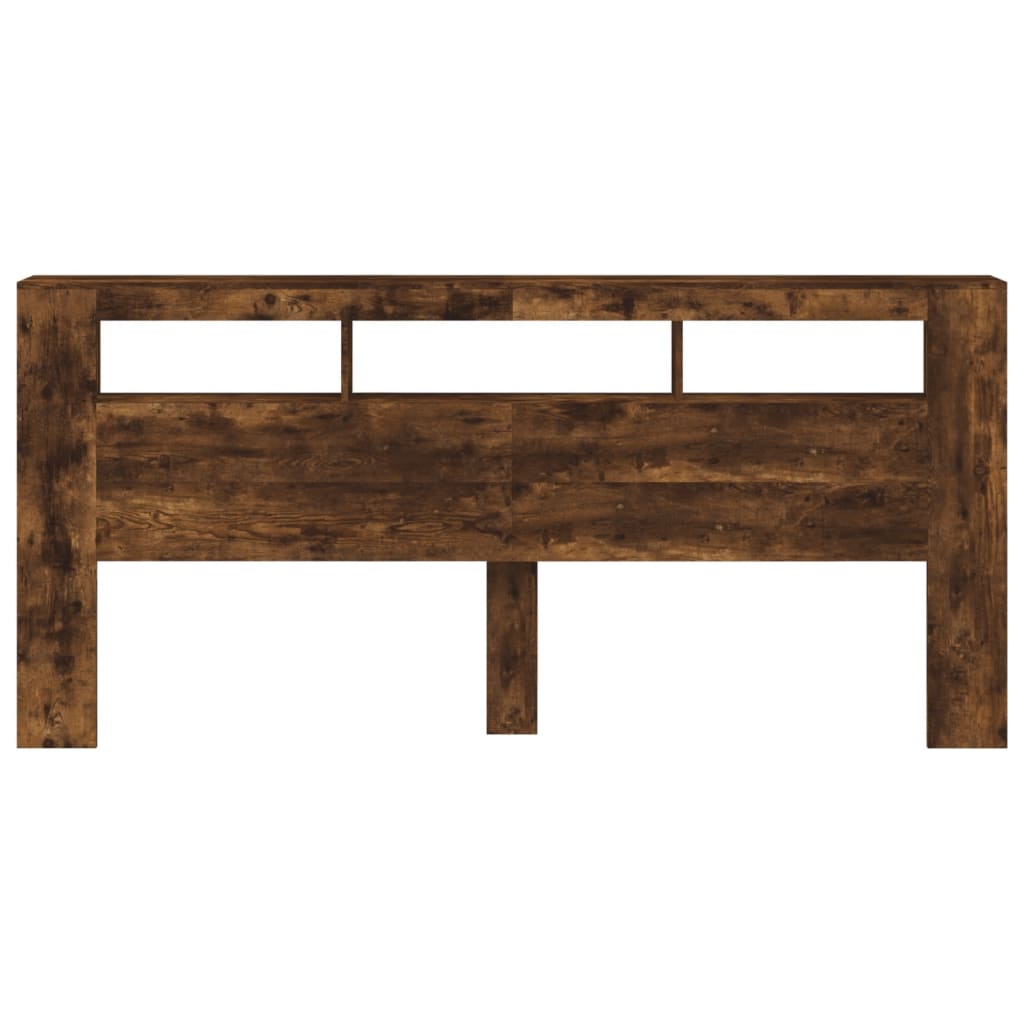 Cabeceira c/ LEDs 220x18,5x103,5 cm carvalho fumado