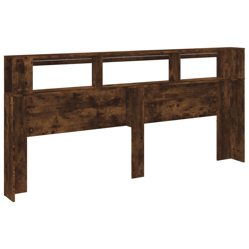 Cabeceira c/ LEDs 220x18,5x103,5 cm carvalho fumado