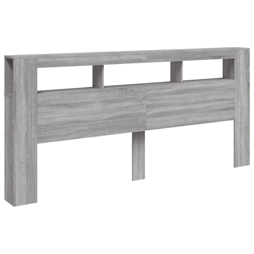 Cabeceira c/ LEDs 220x18,5x103,5 cm sonoma cinzento