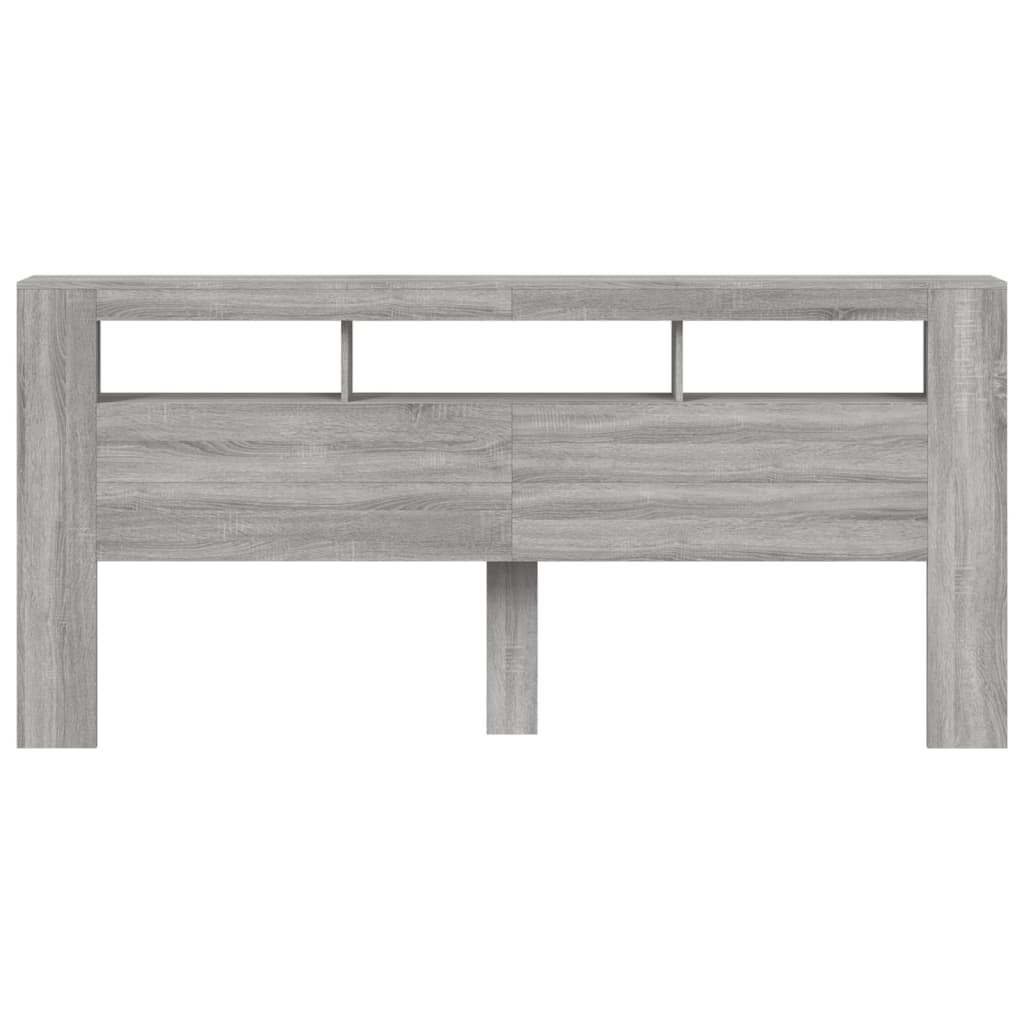 Cabeceira c/ LEDs 220x18,5x103,5 cm sonoma cinzento
