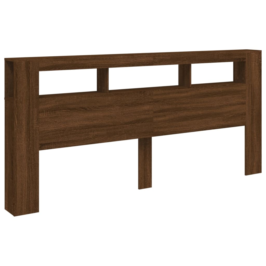 Cabeceira c/ LEDs 220x18,5x103,5 cm carvalho castanho