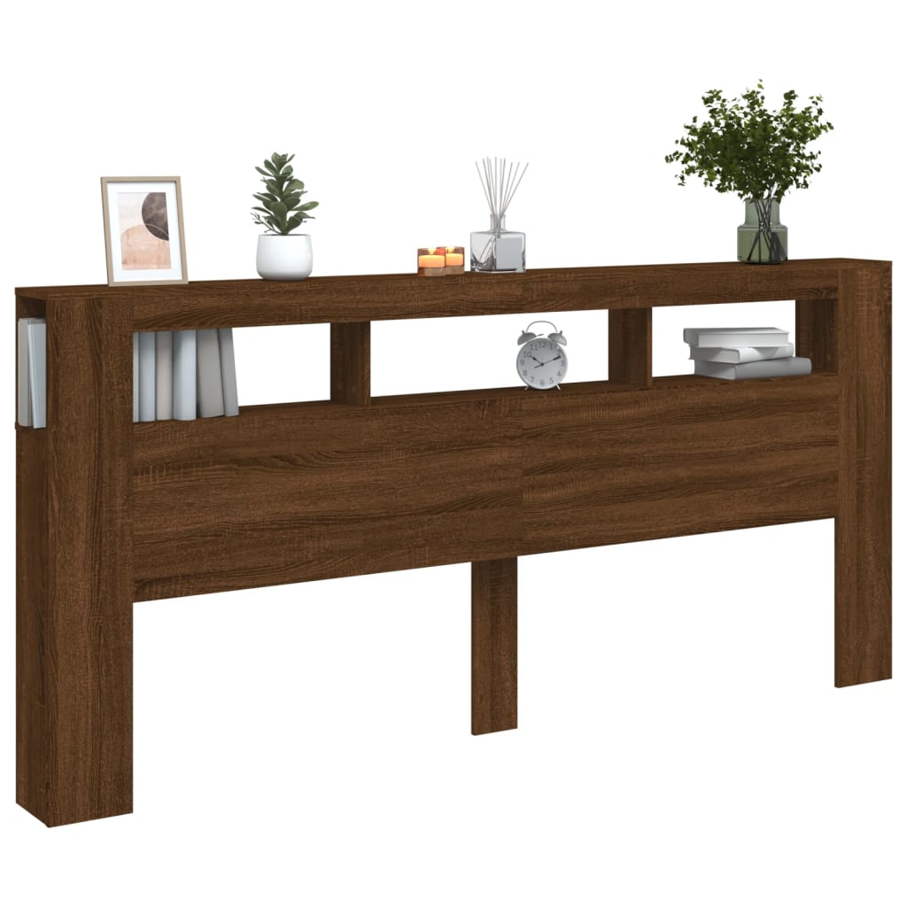 Cabeceira c/ LEDs 220x18,5x103,5 cm carvalho castanho