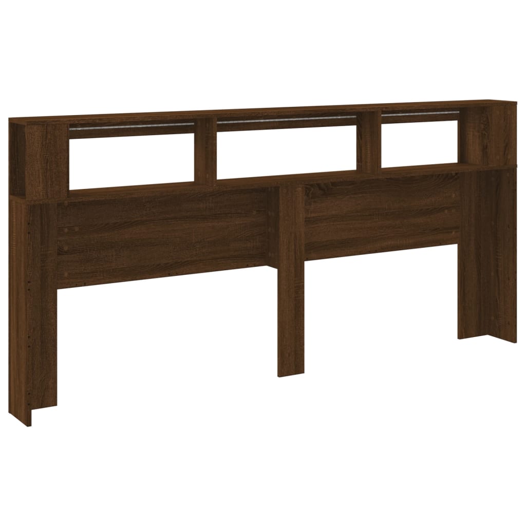 Cabeceira c/ LEDs 220x18,5x103,5 cm carvalho castanho