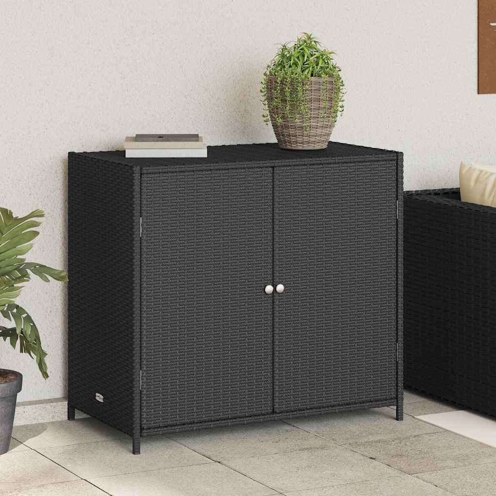 Armário de arrumação p/ jardim 83x45x76 cm vime PE preto