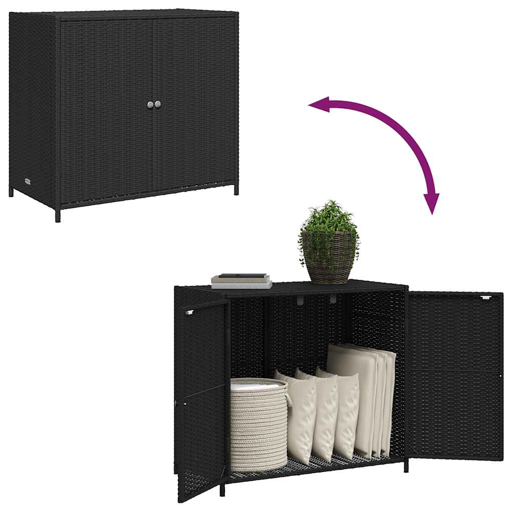 Armário de arrumação p/ jardim 83x45x76 cm vime PE preto