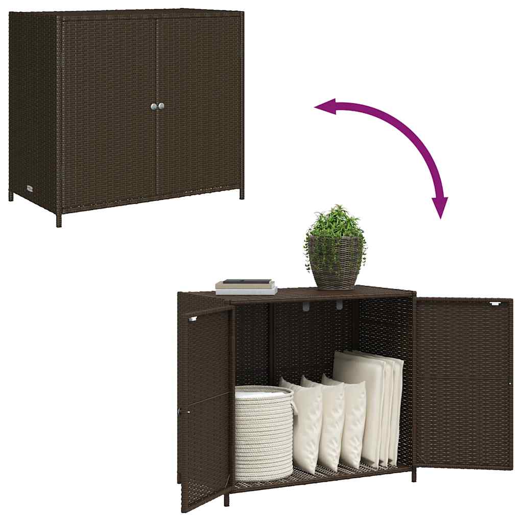 Armário de arrumação p/ jardim 83x45x76 cm vime PE castanho
